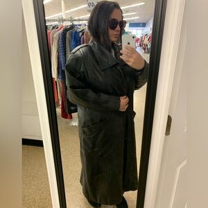 80s Gino Di Giorgio Leather Trench Coat Vintage
